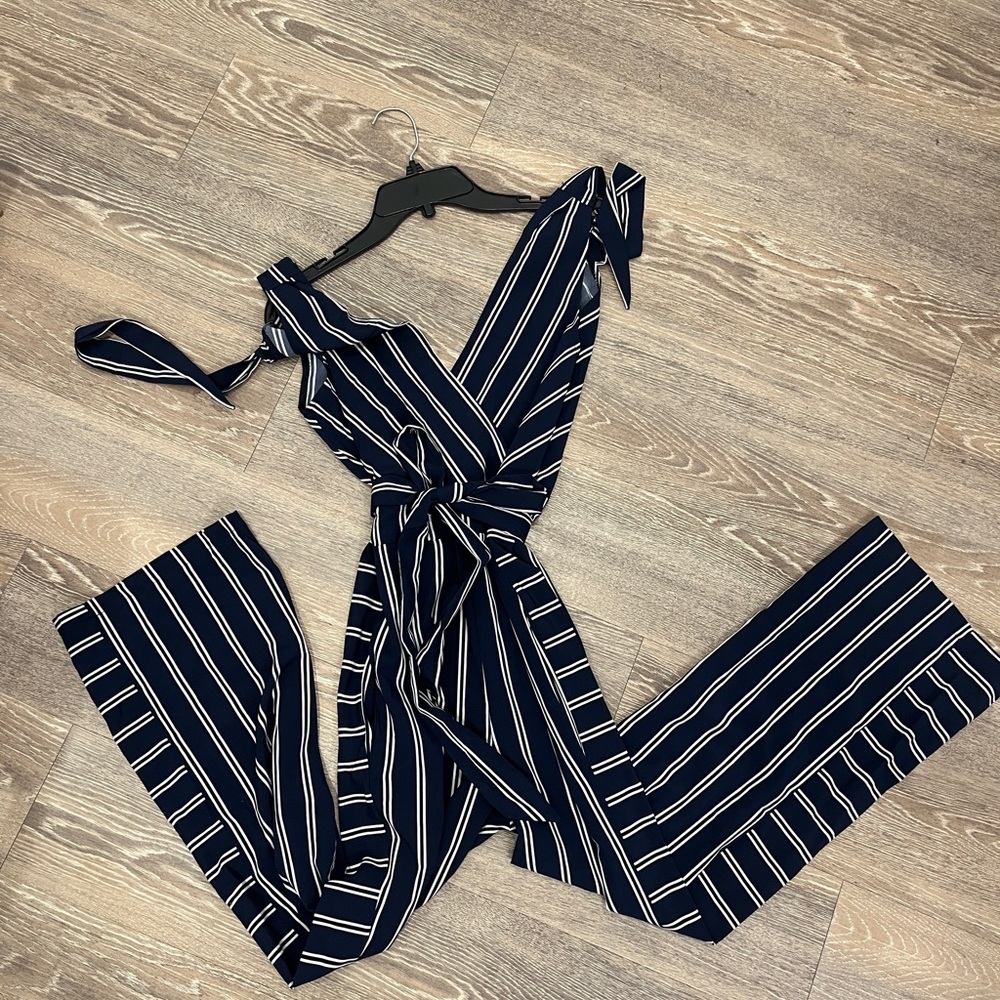 Striped Navy Jumpsuit